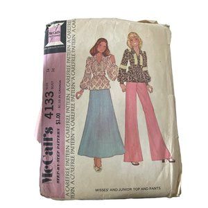 McCalls 4133 Vintage Sewing Pattern Maxi Skirt, Bell Bottoms, Peasant Top 14